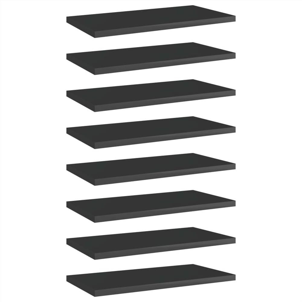 

Bookshelf Boards 8 pcs High Gloss Black 40x20x1.5 cm Chipboard