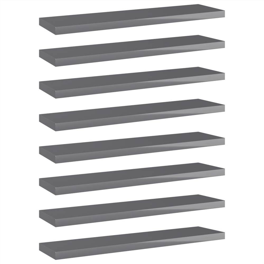 

Bookshelf Boards 8 pcs High Gloss Grey 40x10x1.5 cm Chipboard