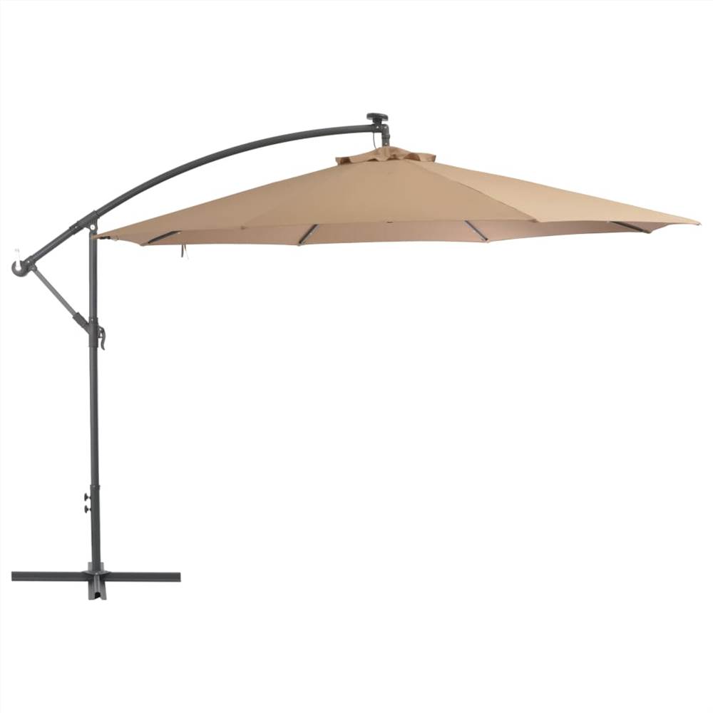 

Cantilever Umbrella with LED Lights and Metal Pole 350 cm Taupe