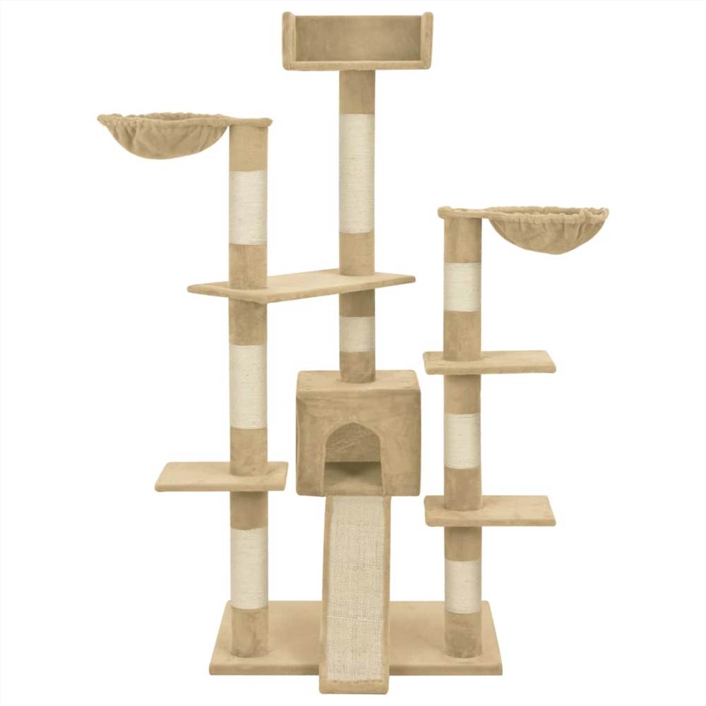 Cat Tree with Sisal Scratching Posts Beige 183 cm XXL