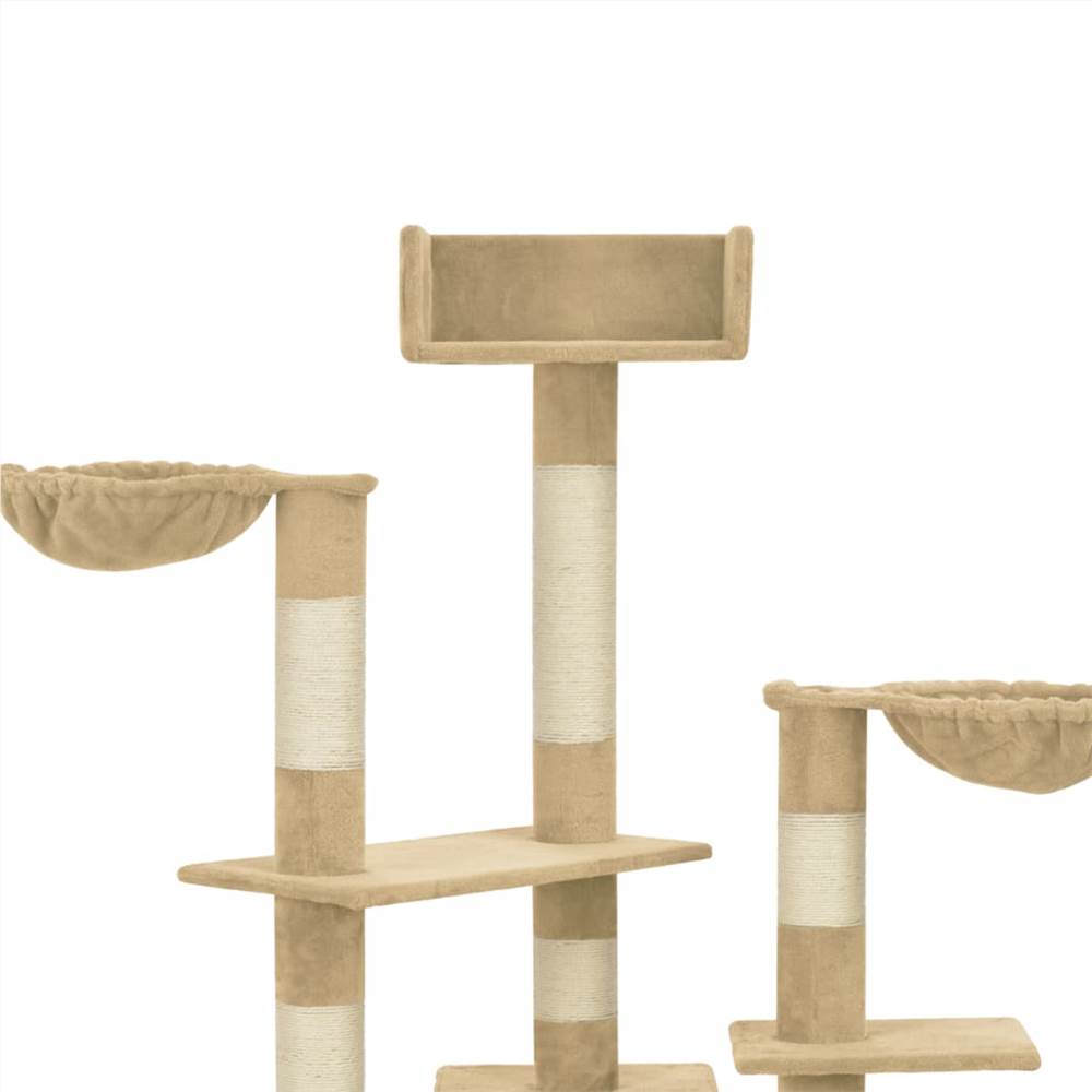 Cat Tree with Sisal Scratching Posts Beige 183 cm XXL