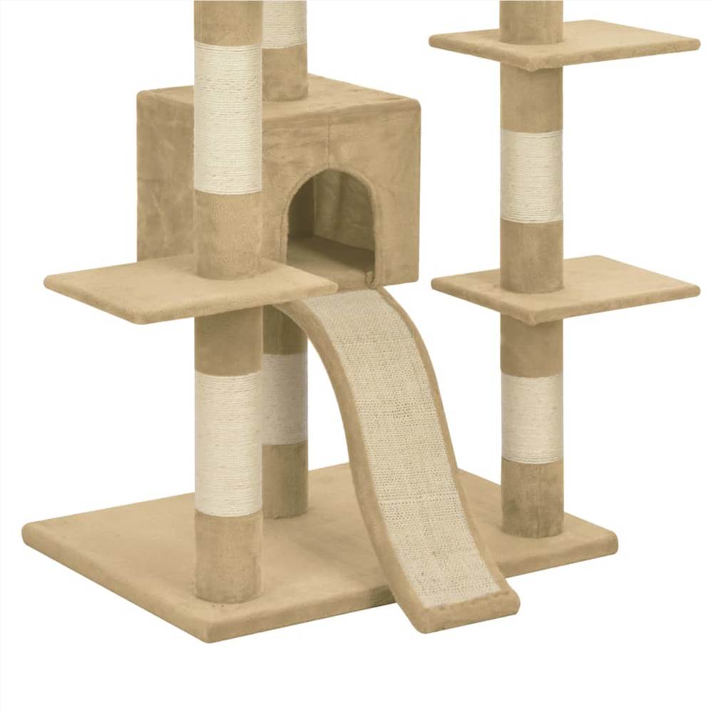 Cat Tree with Sisal Scratching Posts Beige 183 cm XXL