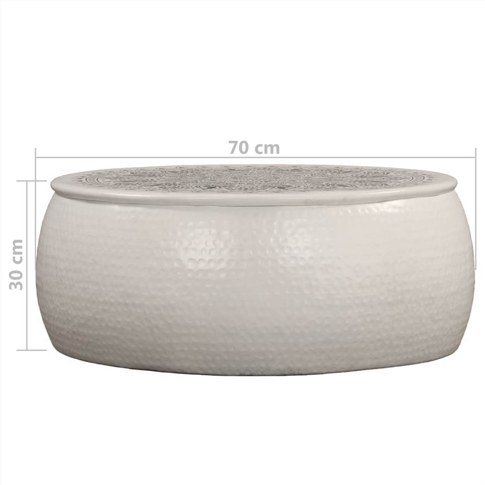 Coffee Table Hammered Aluminium 70x30 cm White