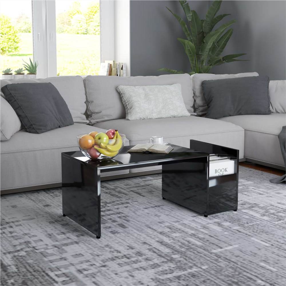 

Coffee Table High Gloss Black 90x45x35 cm Chipboard