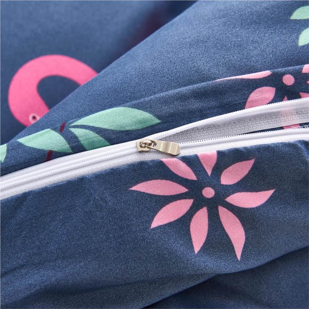 Duvet Cover Set Flamingo Navy/Pink 155x220/80x80 cm