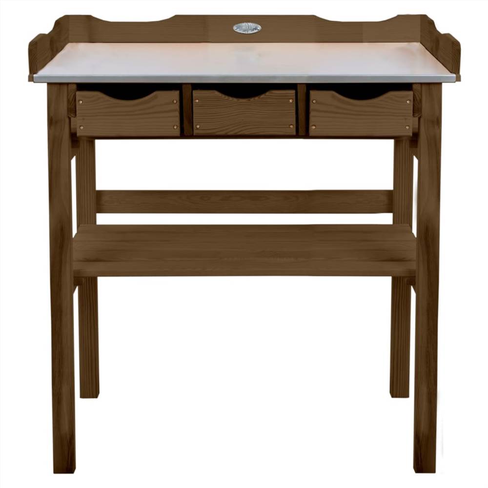 Esschert Design Potting Table with Drawers Brown