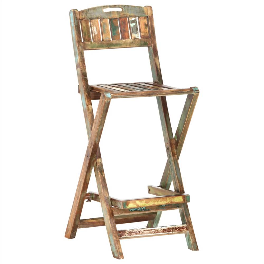 Folding Outdoor Bar Chairs 2 pcs Solid Reclaimed Wood