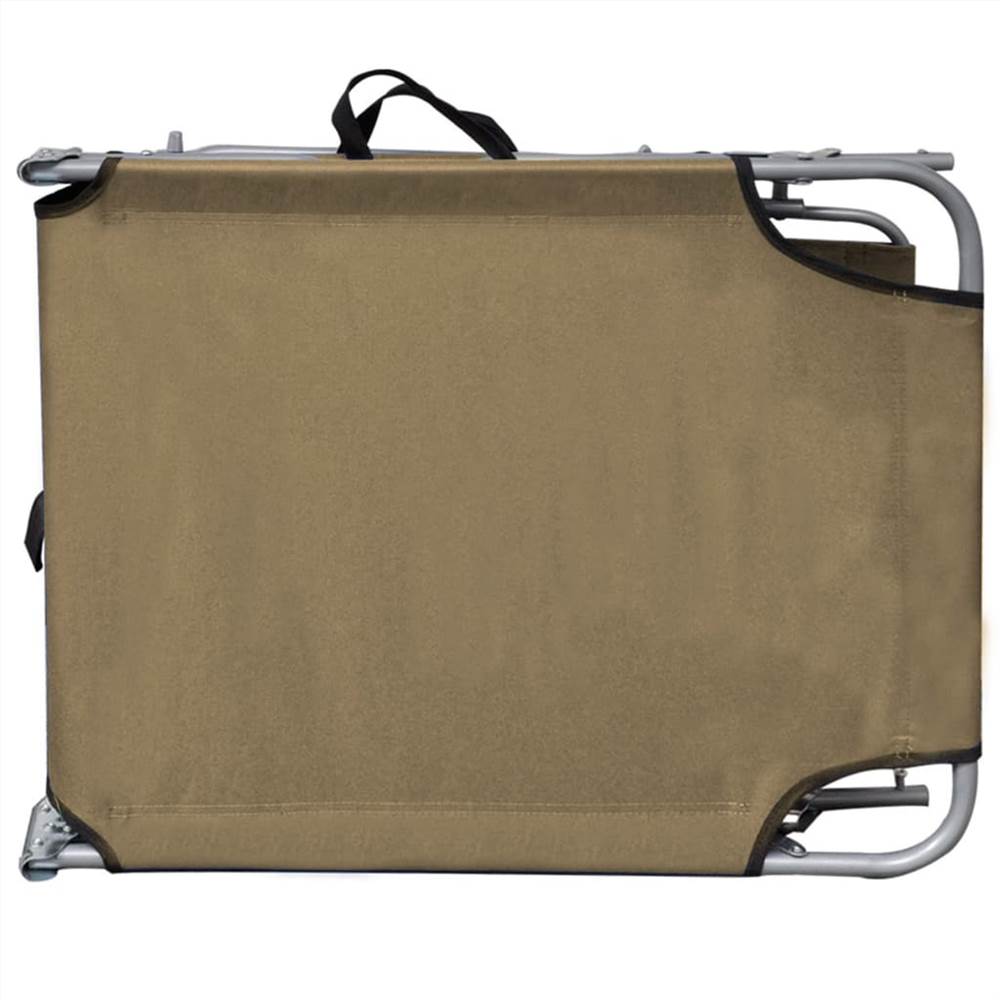 Folding Sun Lounger with Canopy Taupe Aluminium