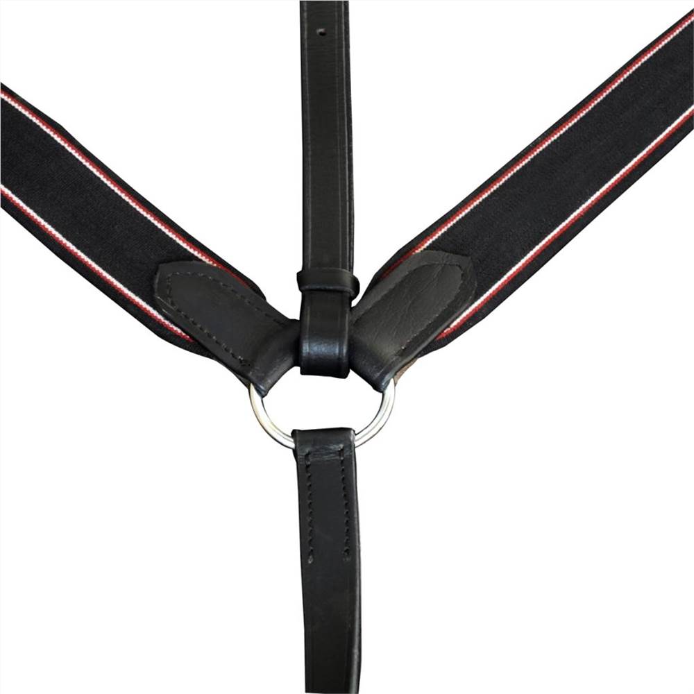 Leather Elastic Breastplate Martingale Adjustable Black Full