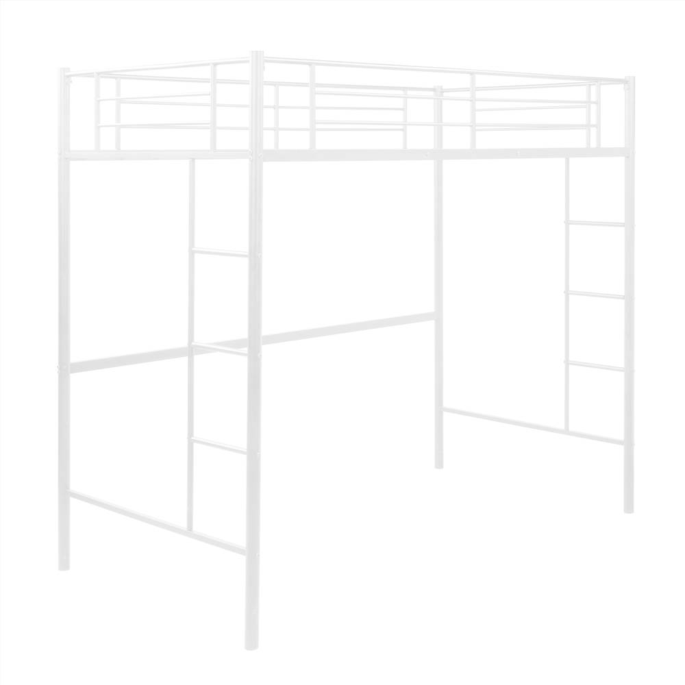 TwinSize Loft Bed Frame with TwoSide Ladders White