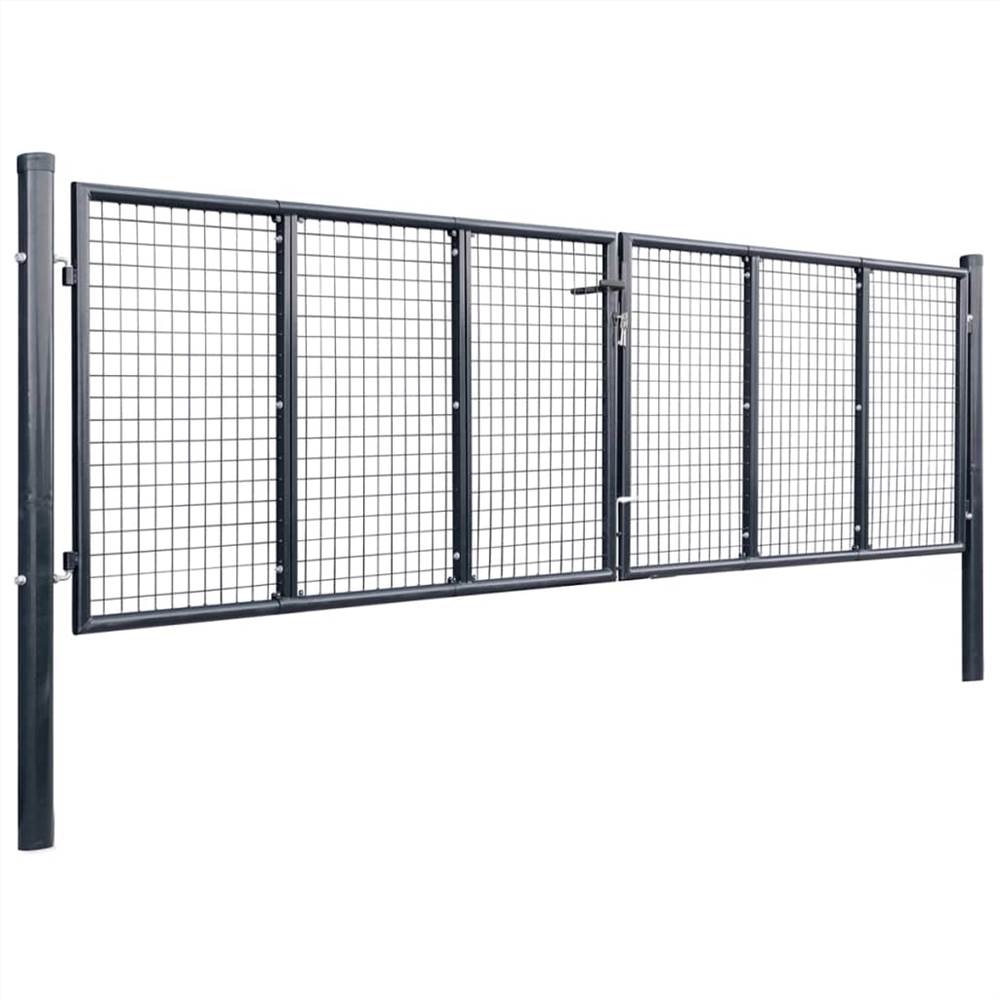 Mesh Garden Gate Galvanised Steel 400x75 cm Grey