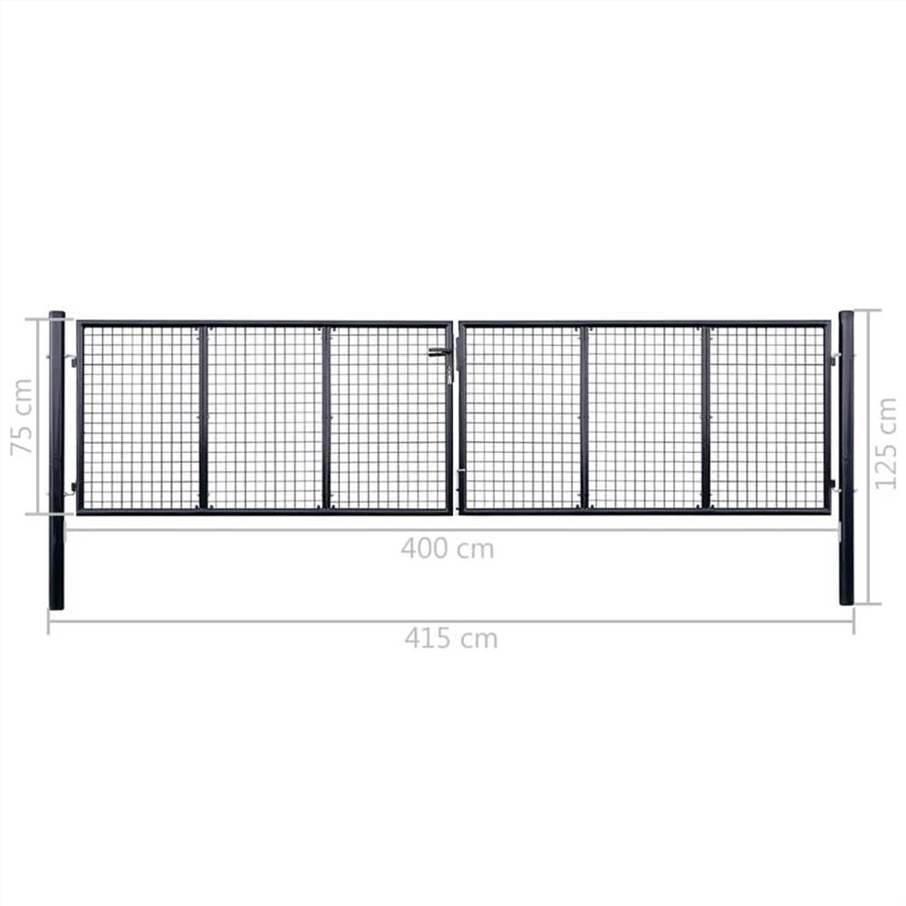 Mesh Garden Gate Galvanised Steel 400x75 cm Grey