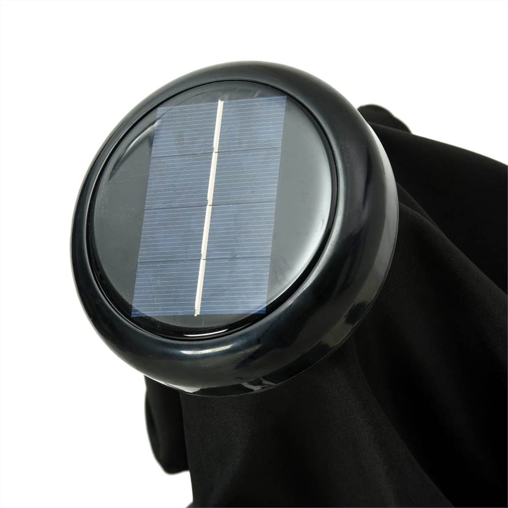 Outdoor Parasol with LED Lights and Steel Pole 300 cm Black