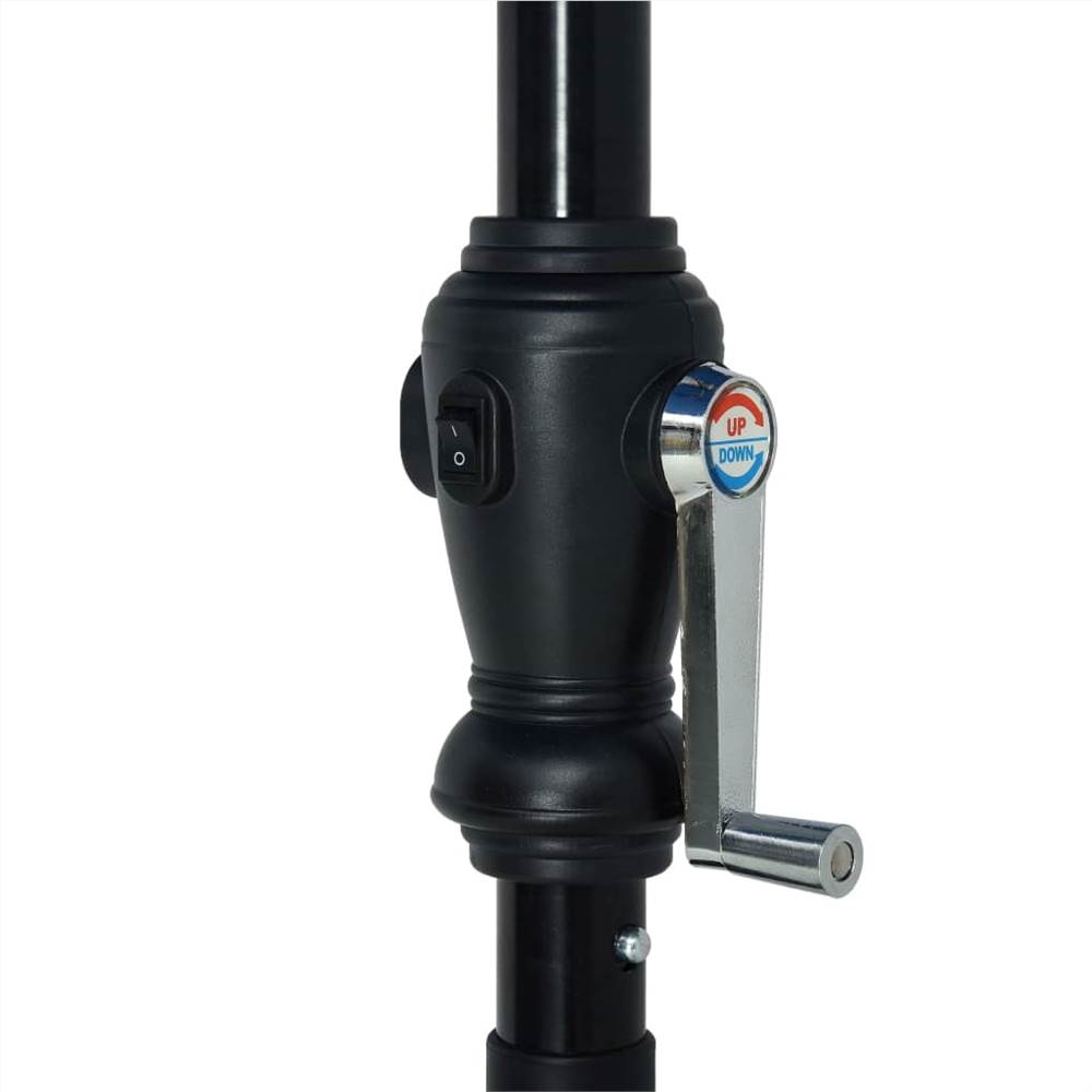 Outdoor Parasol with LED Lights and Steel Pole 300 cm Black