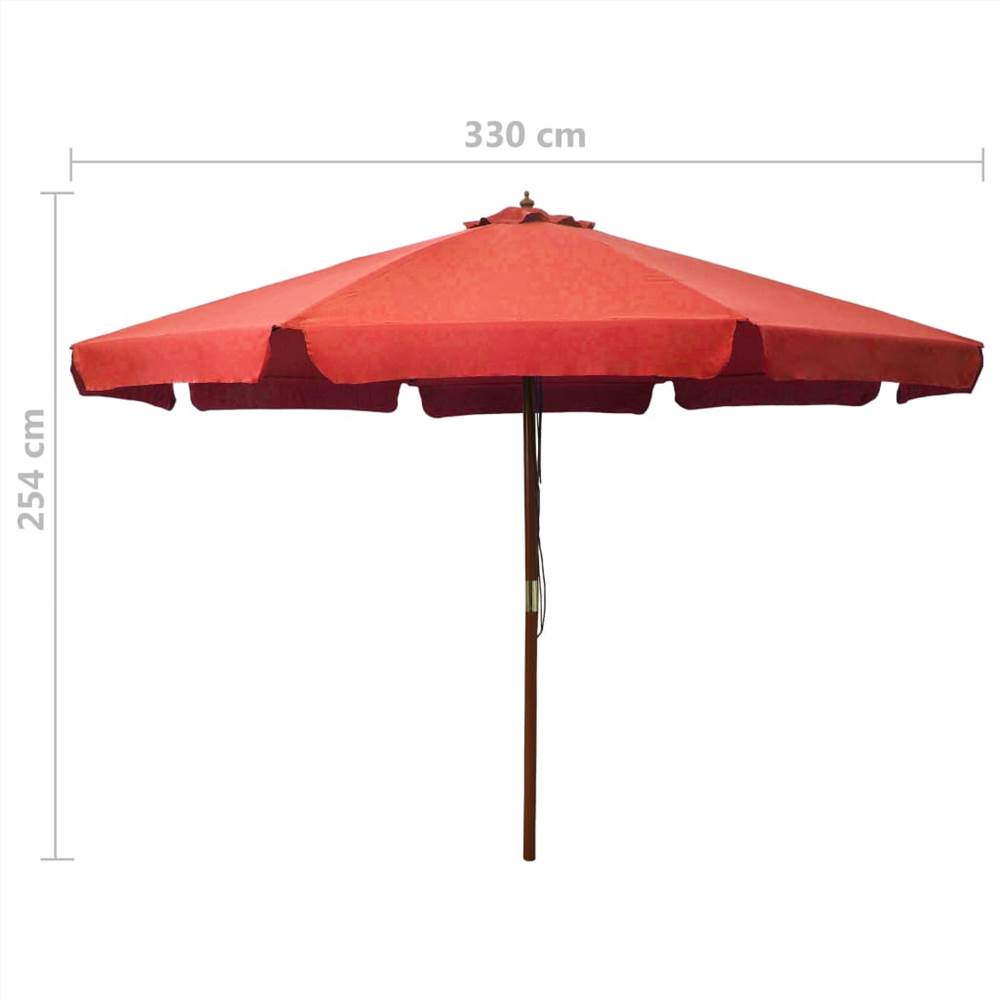 Outdoor Parasol with Wooden Pole 330 cm Terracotta