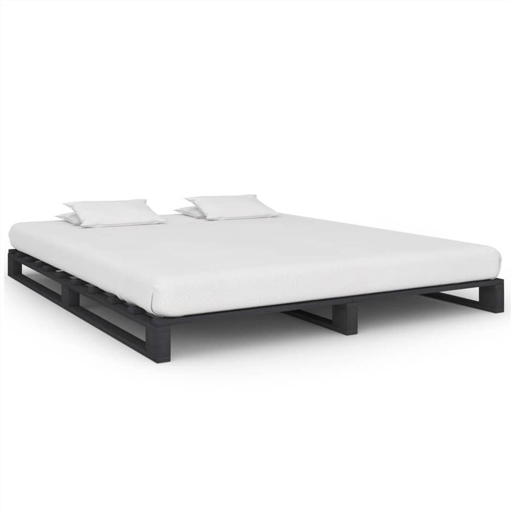 Pallet Bed Frame Grey Solid Pine Wood 160x200 cm
