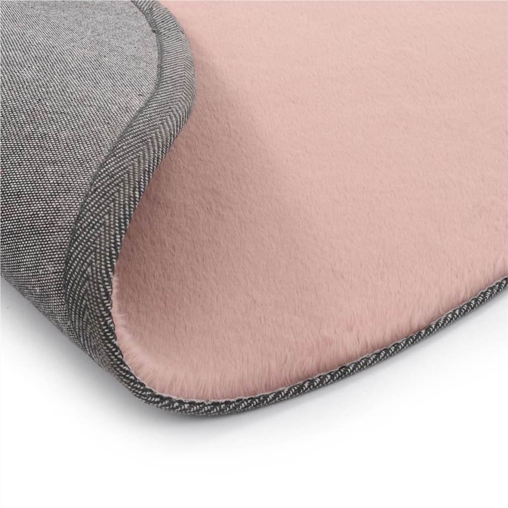 Rug 160 cm Faux Rabbit Fur Old Pink