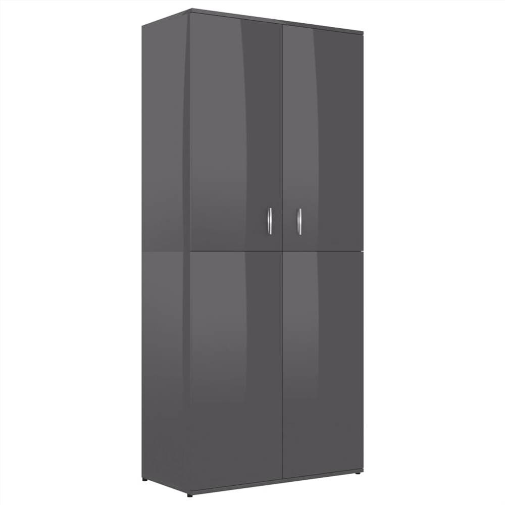Shoe Cabinet High Gloss Grey 80x39x178 cm Chipboard