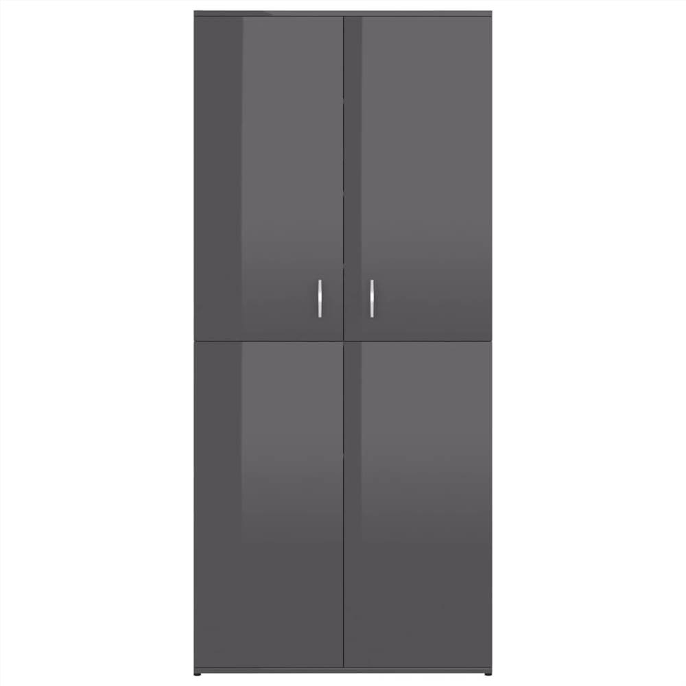 Shoe Cabinet High Gloss Grey 80x39x178 cm Chipboard