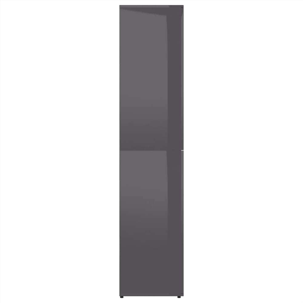 Shoe Cabinet High Gloss Grey 80x39x178 cm Chipboard