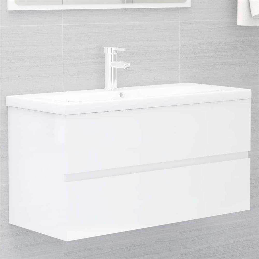 

Sink Cabinet High Gloss White 90x38.5x45 cm Chipboard