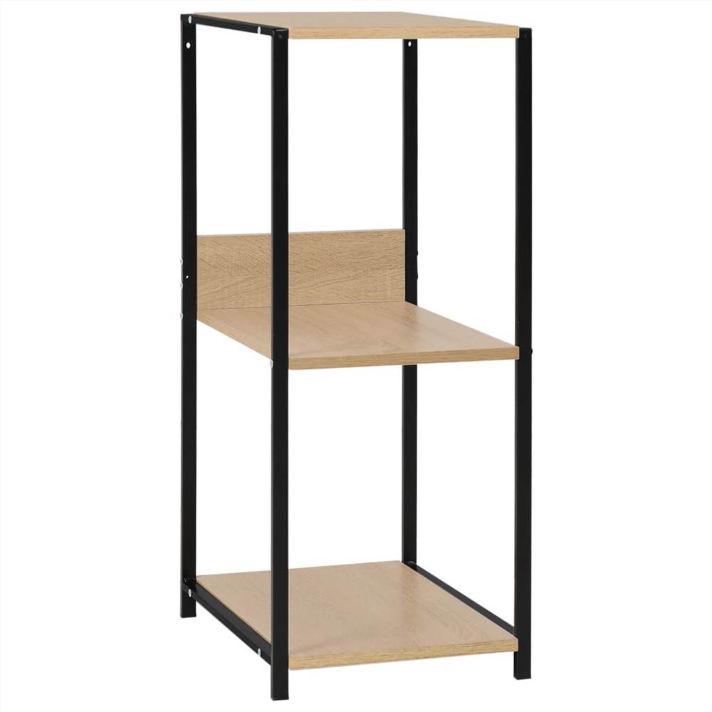 Small Straight Book Shelf Black and Oak 33.5x39.6x79.7 cm Chipboard