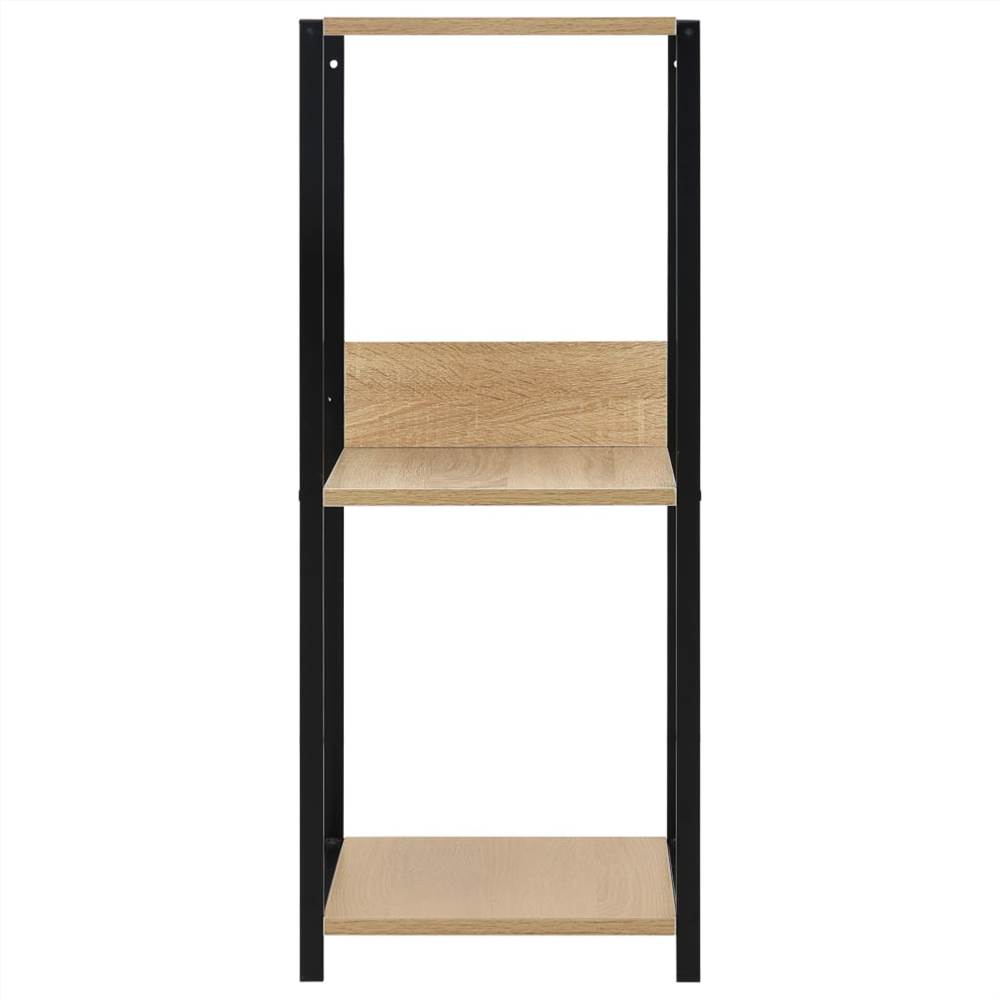 Small Straight Book Shelf Black and Oak 33.5x39.6x79.7 cm Chipboard