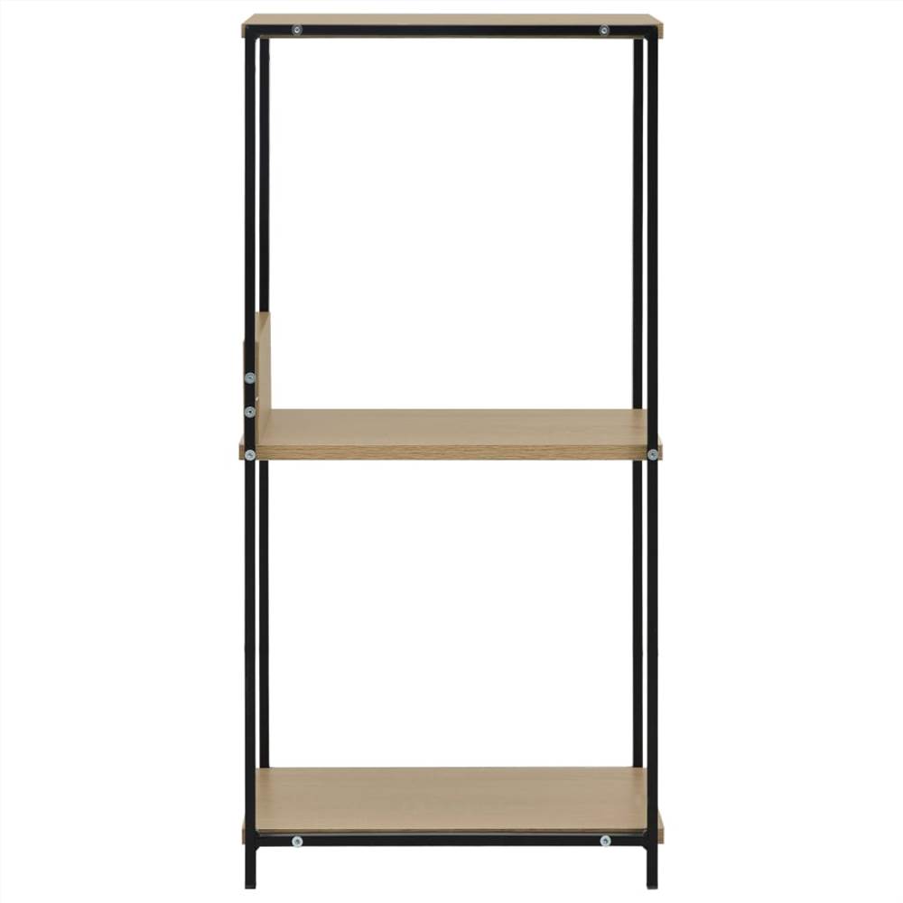 Small Straight Book Shelf Black and Oak 33.5x39.6x79.7 cm Chipboard