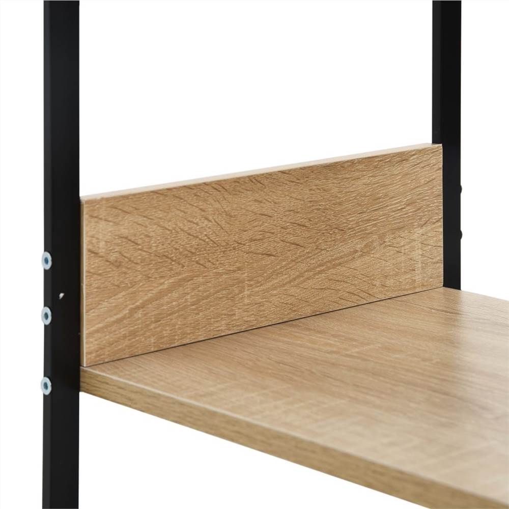Small Straight Book Shelf Black and Oak 33.5x39.6x79.7 cm Chipboard