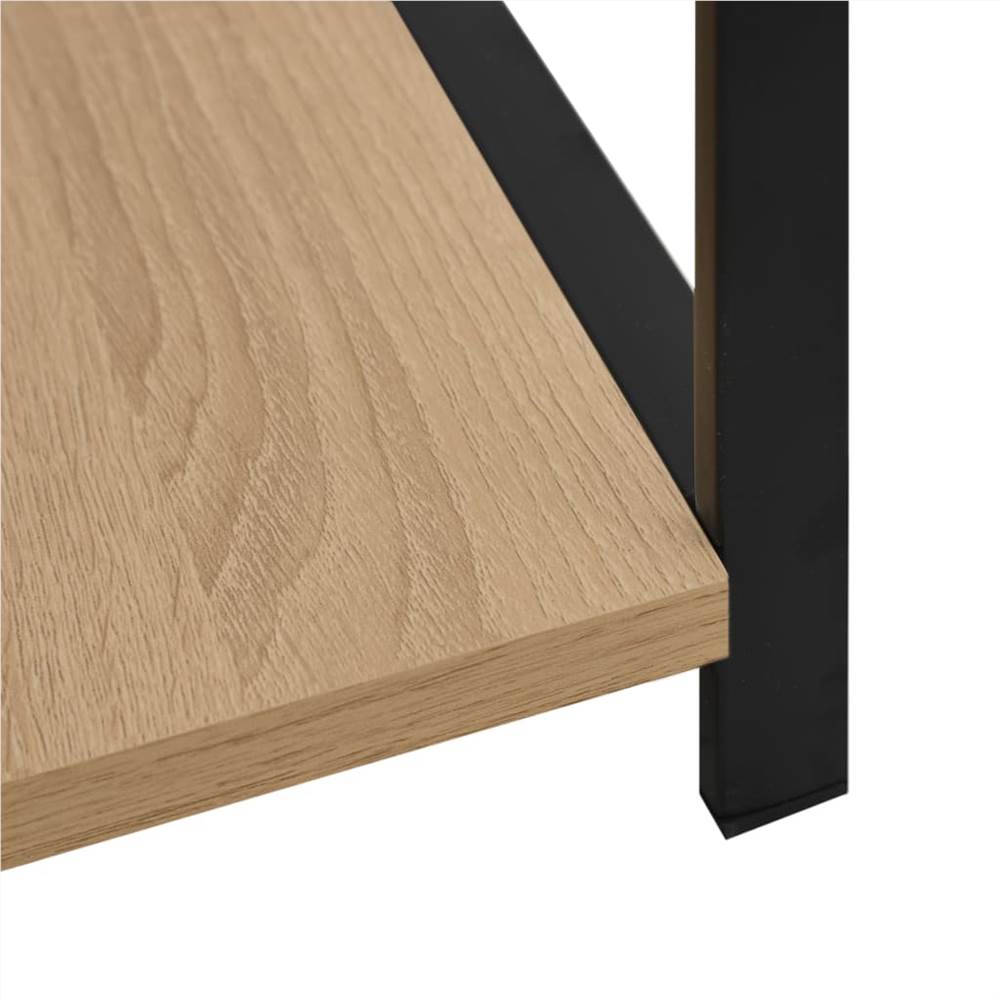 Small Straight Book Shelf Black and Oak 33.5x39.6x79.7 cm Chipboard