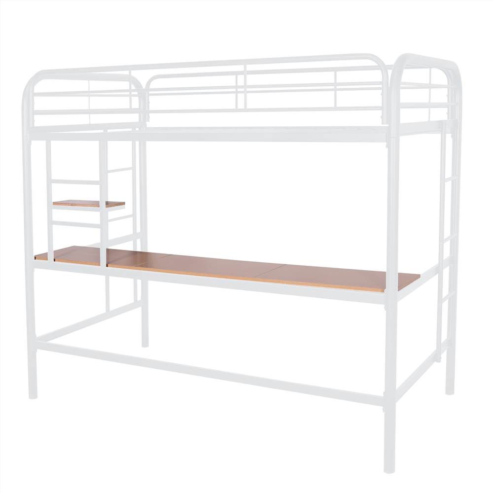 TwinSize Loft Bed Frame with Desk, Storage Shelf White