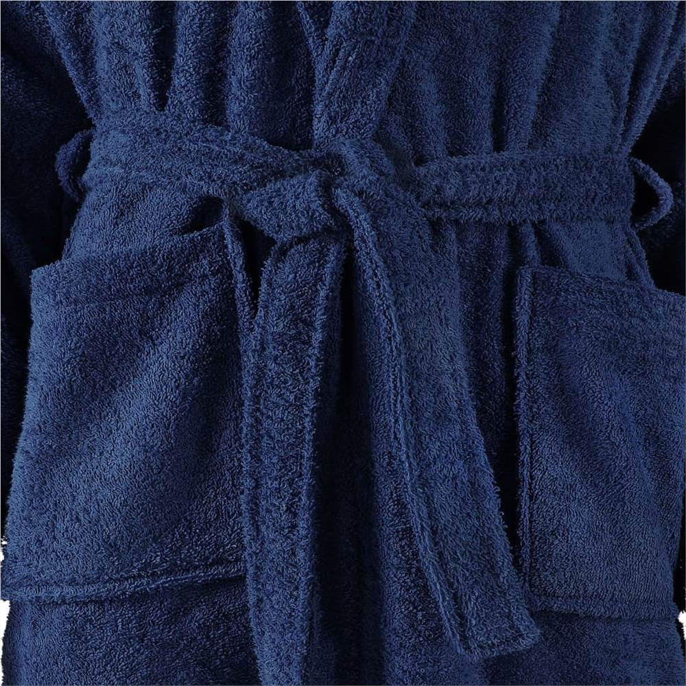 Unisex Terry Bathrobe 100% Cotton Navy XL