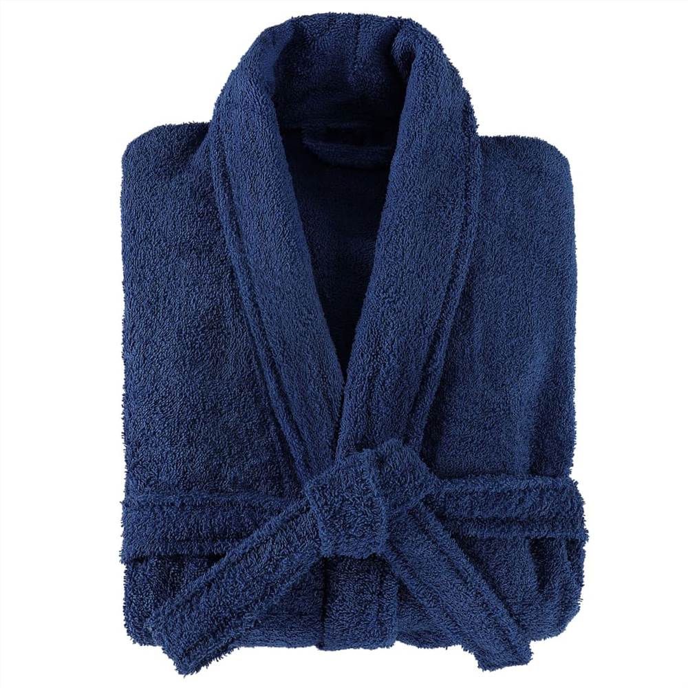 Unisex Terry Bathrobe 100% Cotton Navy XL
