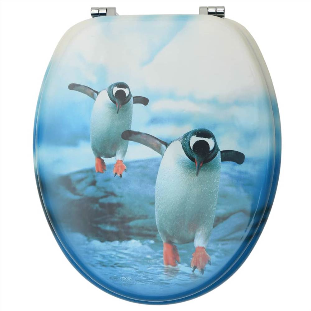 WC Toilet Seat with Lid MDF Penguin Design