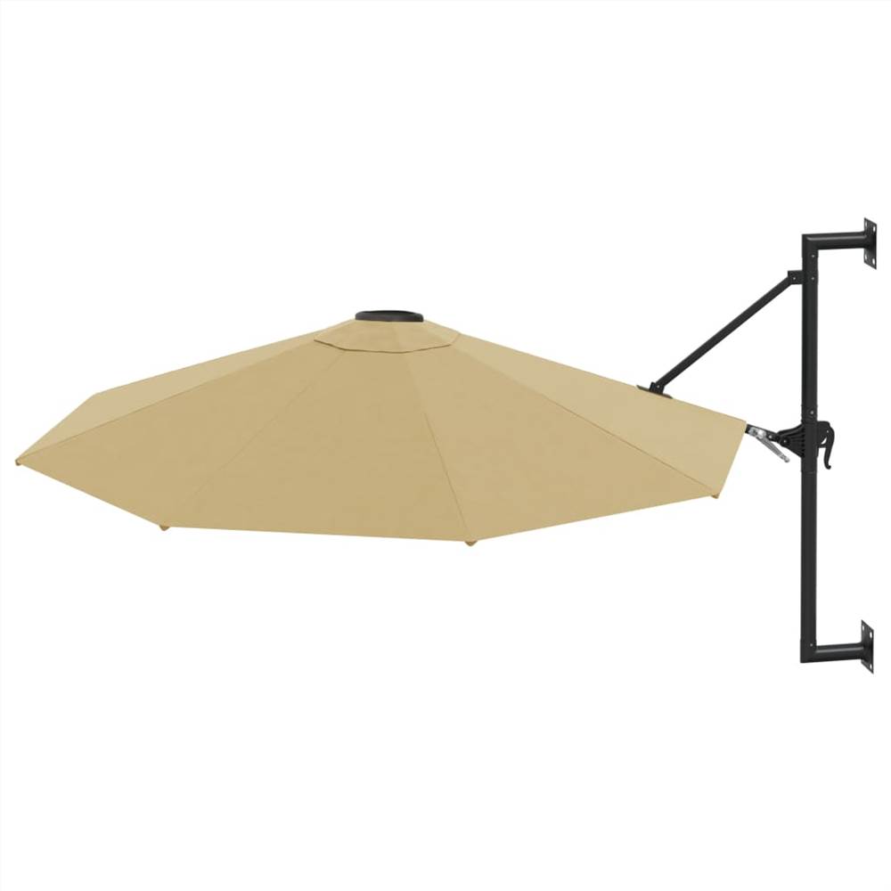 Wall-Mounted Parasol with Metal Pole 300 cm Taupe