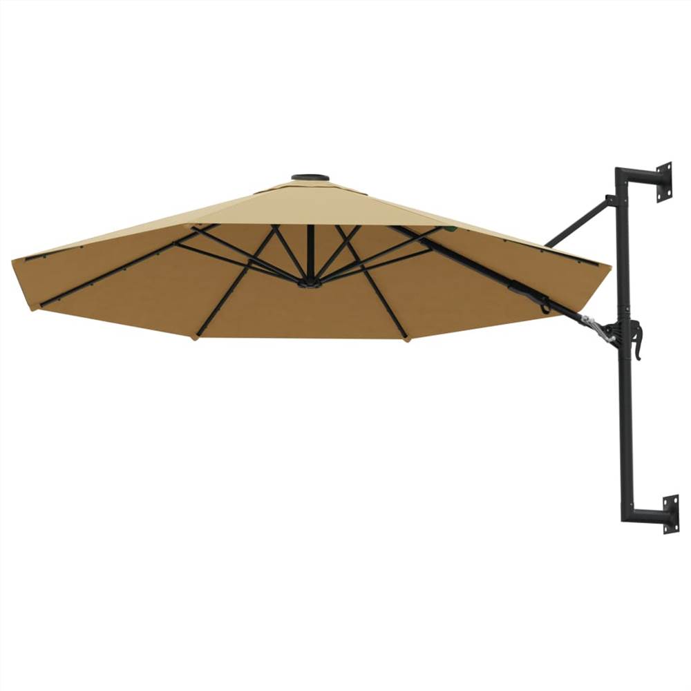 Wall-Mounted Parasol with Metal Pole 300 cm Taupe