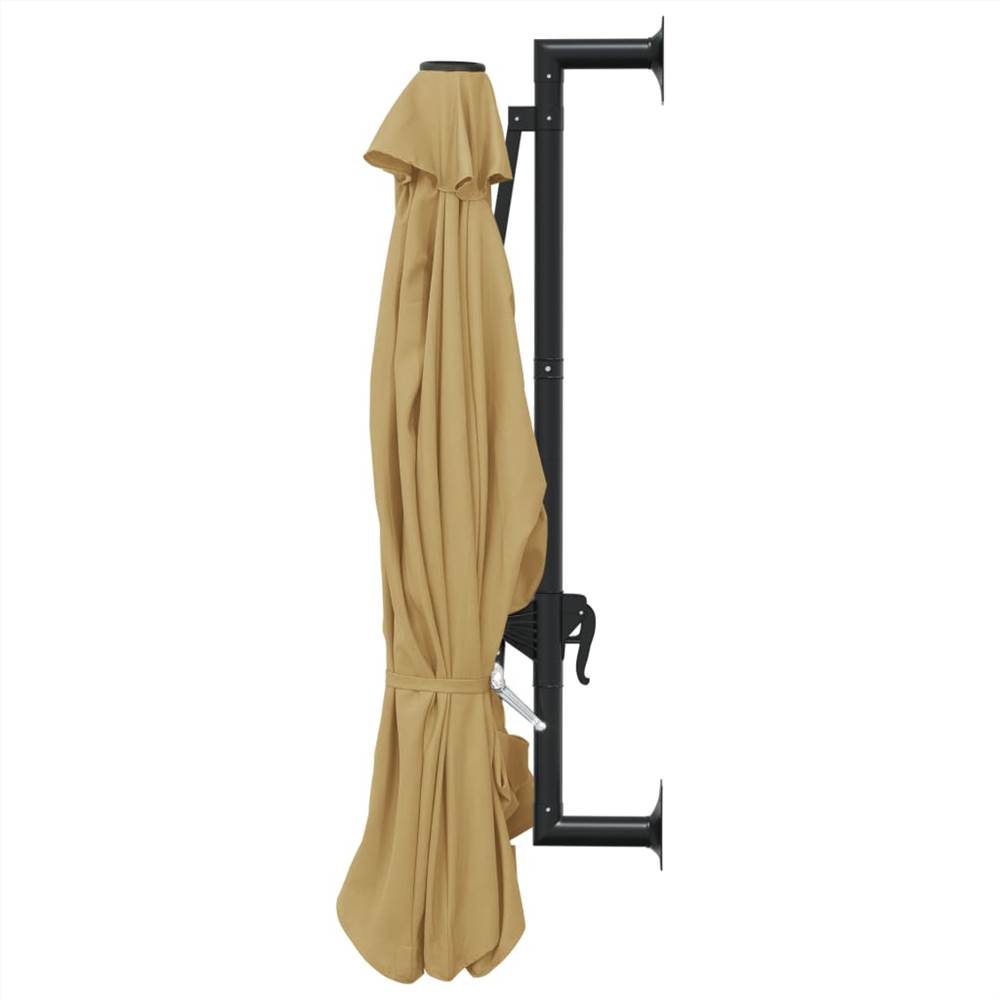 Wall-Mounted Parasol with Metal Pole 300 cm Taupe