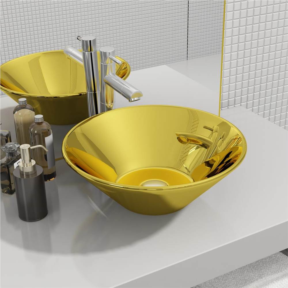 

Wash Basin 42x14 cm Ceramic Gold