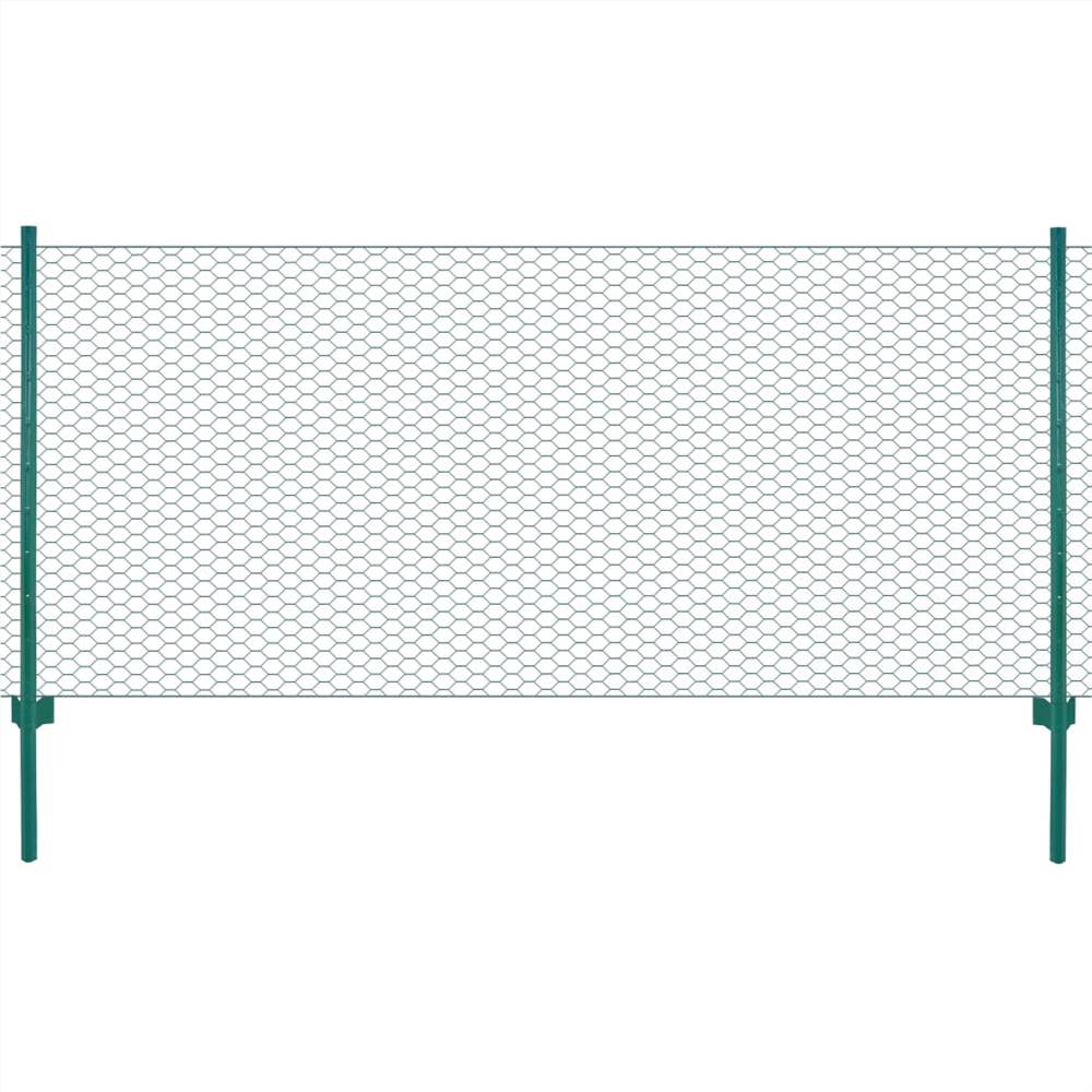 

Wire Mesh Fence with Posts Steel 25x1 m Green