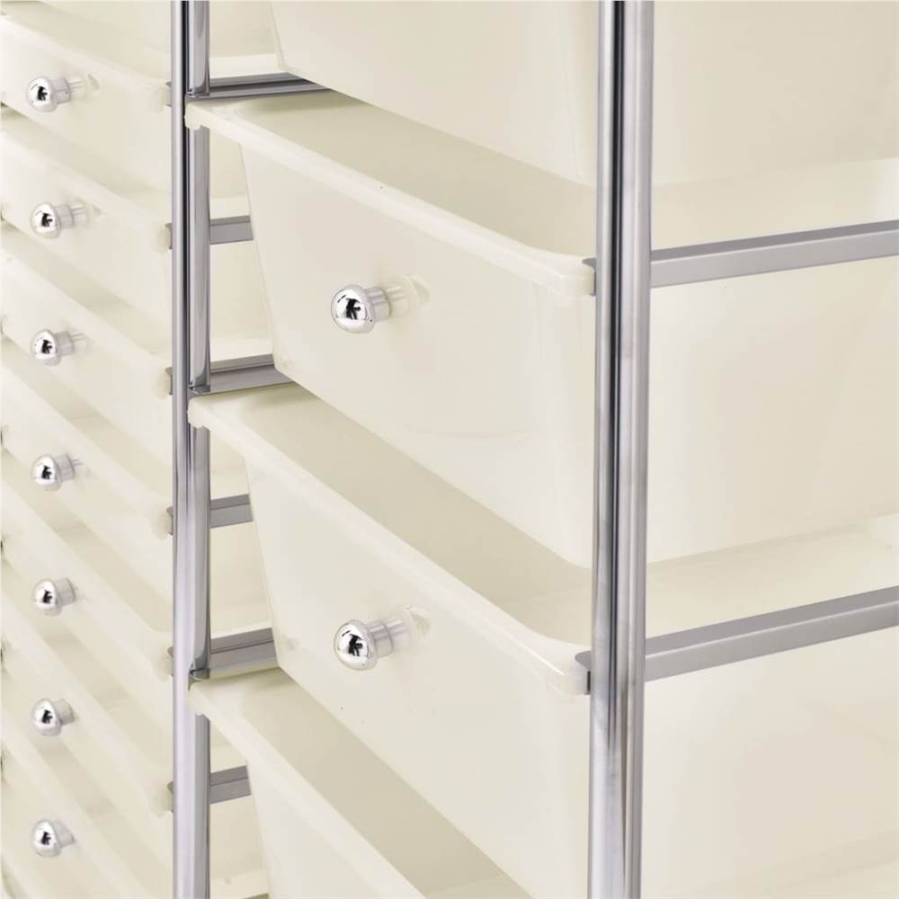 XXL 15-Drawer Mobile Storage Trolley White Plastic
