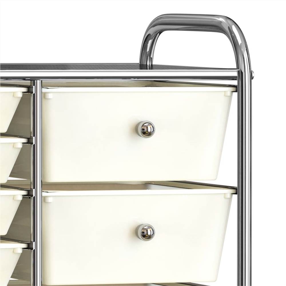 XXL 15-Drawer Mobile Storage Trolley White Plastic