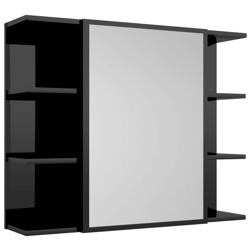 3 Piece Bathroom Furniture Set High Gloss Black Chipboard