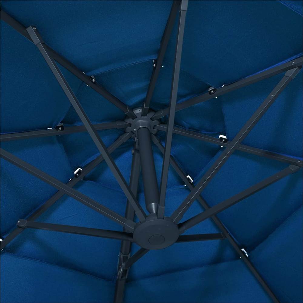 4-Tier Parasol with Aluminium Pole Azure Blue 3x3 m