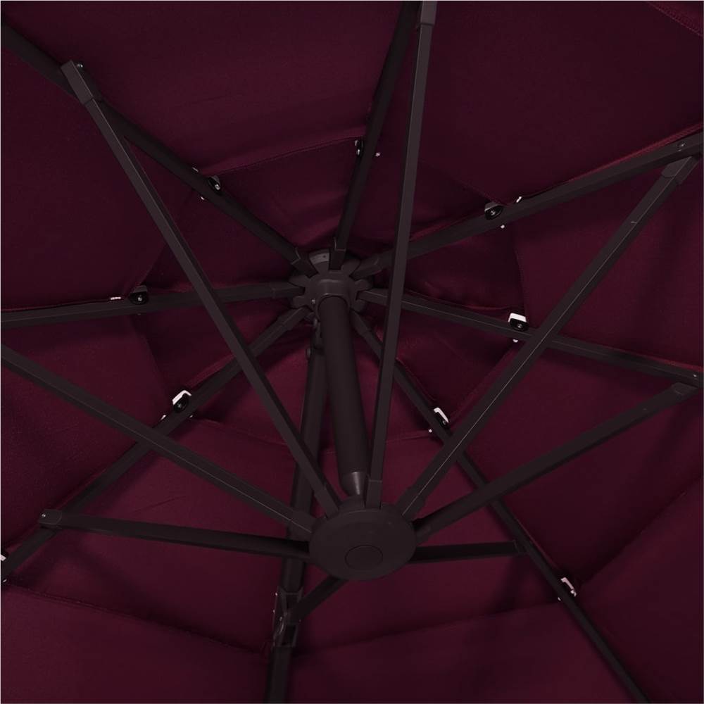 4-Tier Parasol with Aluminium Pole Bordeaux Red 3x3 m