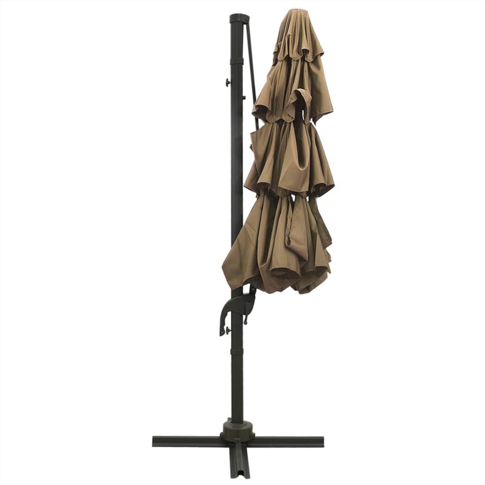 4-Tier Parasol with Aluminium Pole Taupe 3x3 m