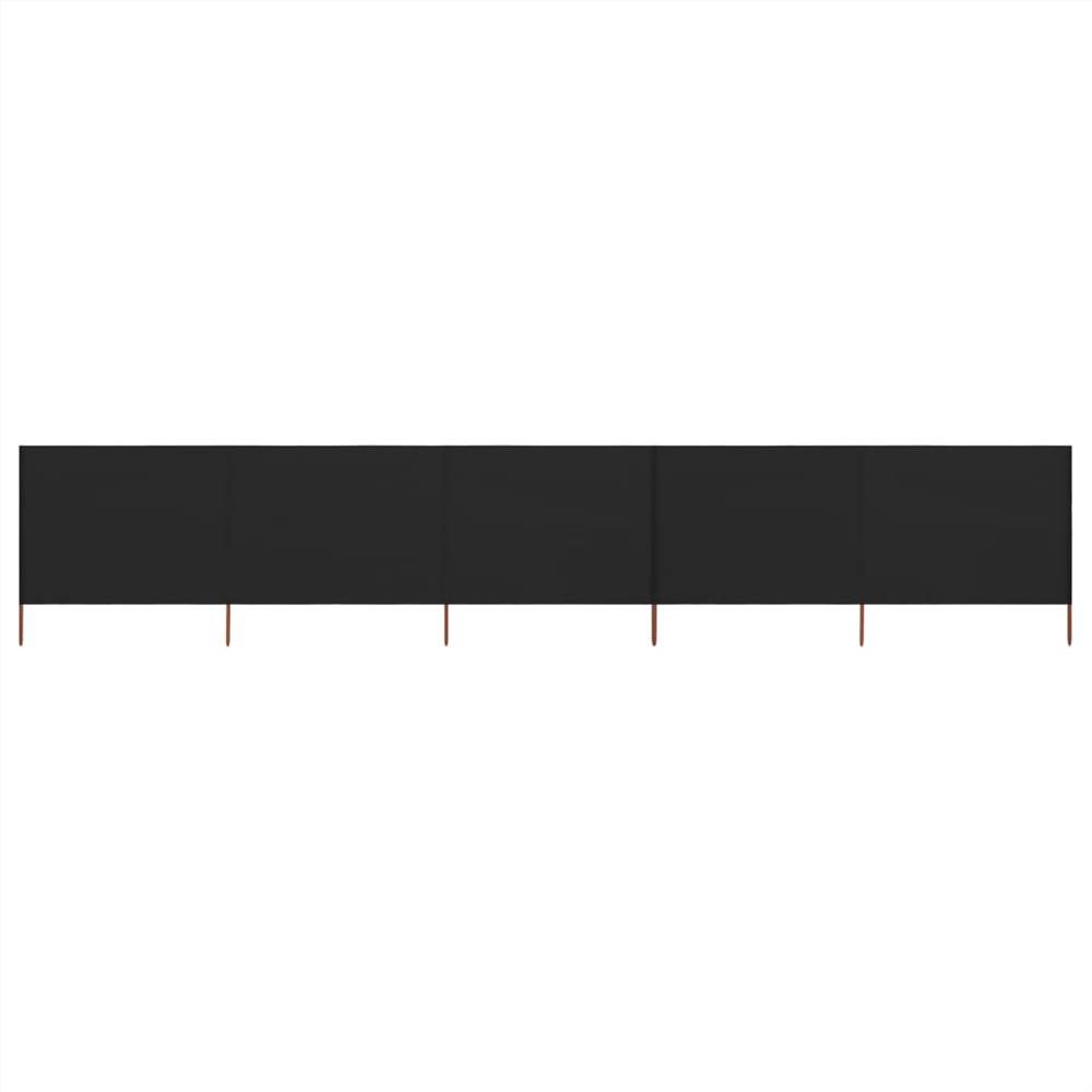 

5-panel Wind Screen Fabric 600x120 cm Black