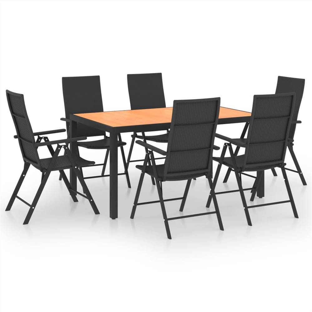 

7 Piece Garden Dining Set Black and Brown