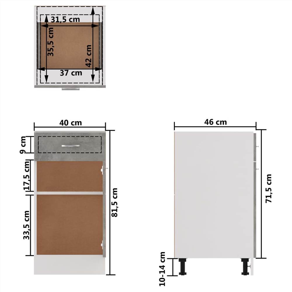 8 Piece Kitchen Cabinet Set Concrete Grey Chipboard