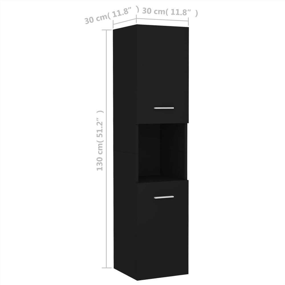 Bathroom Cabinet Black 30x30x130 cm Chipboard