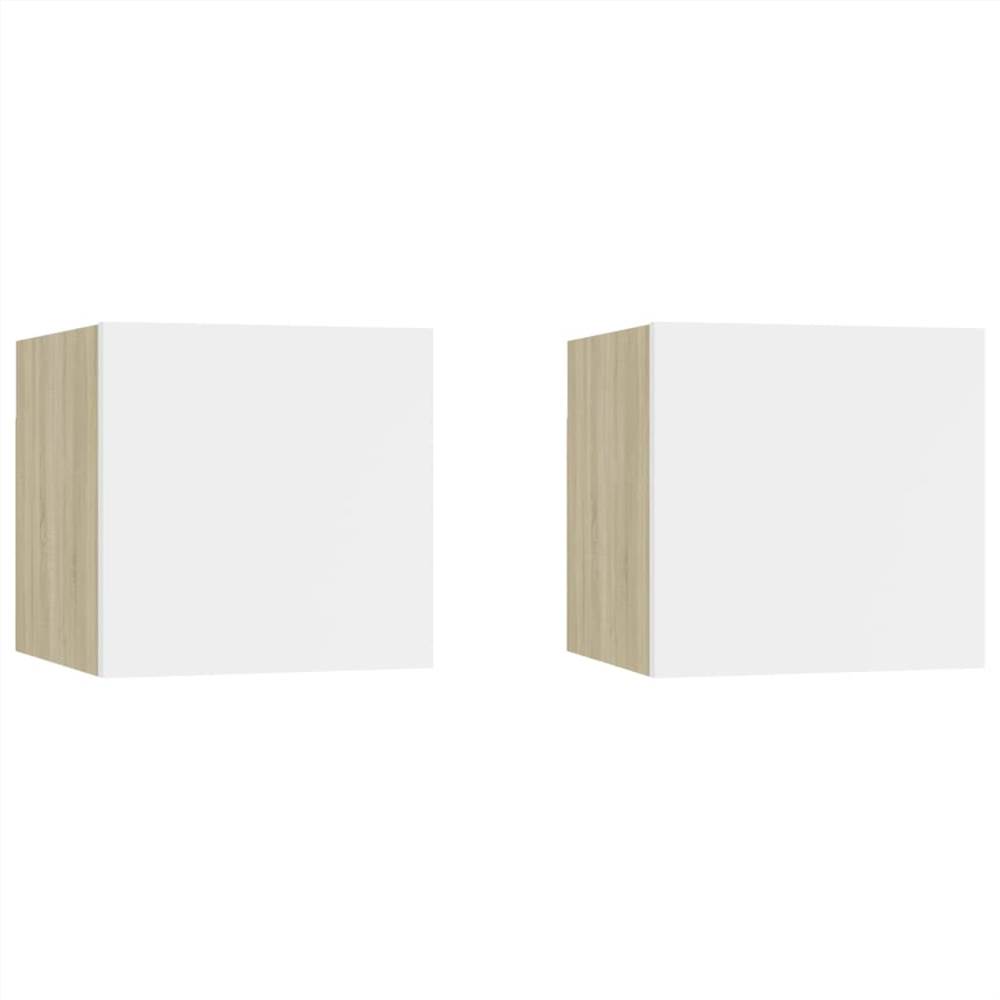 

Bedside Cabinets 2 pcs White & Sonoma Oak 30.5x30x30 cm Chipboard